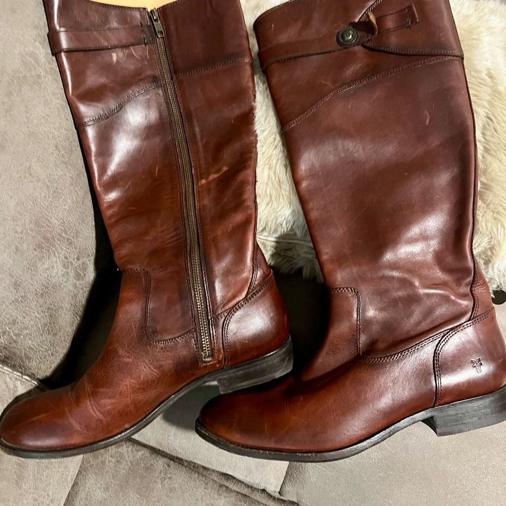 FRYE Leather Zip Up Riding Boots size 10/Wide Calf